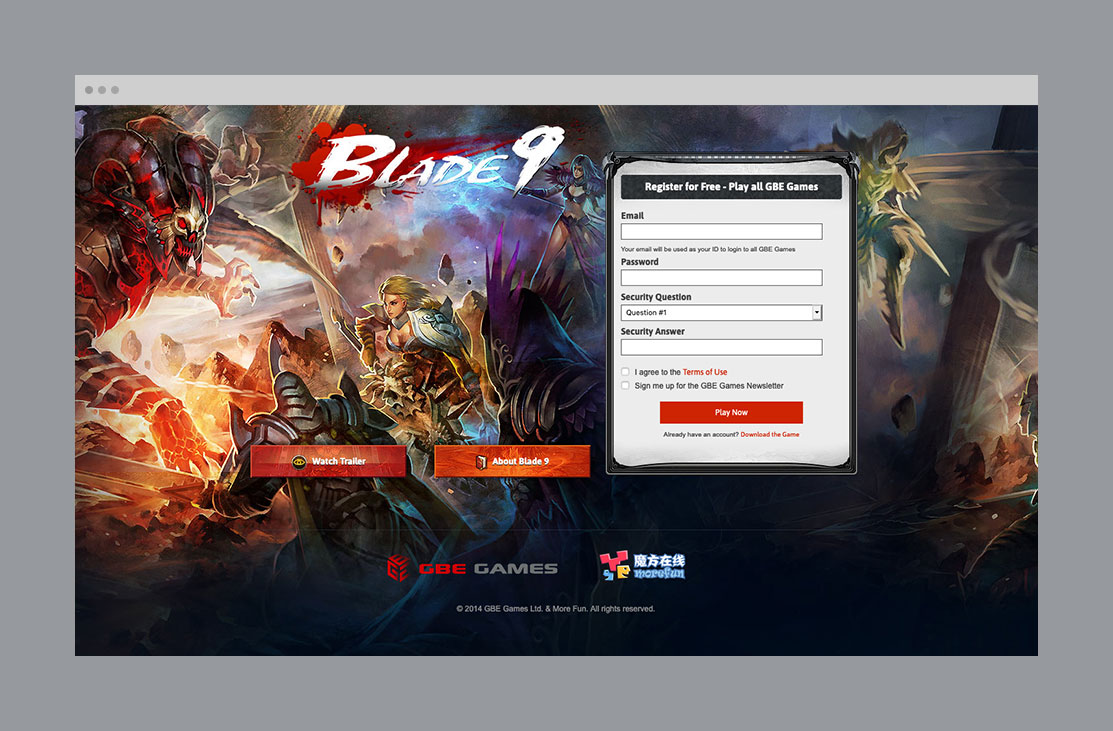 Blade 9 Landing Page